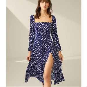 Square Neck Slit Dress